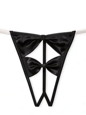 Bow Crotchless Thong